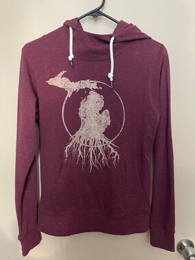Maroon Graphic Hoodie with Tree-Root Michigan Print